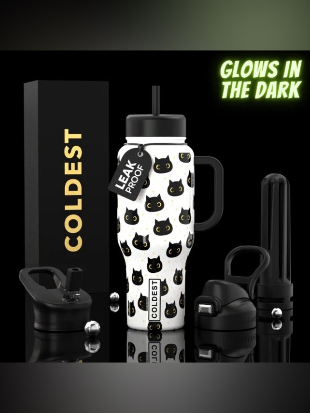 Coldest 36oz Limitless Ultra v8 Glowie Meow NIB Black Cat